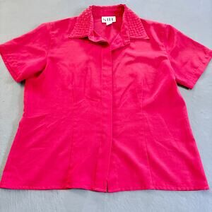 Vintage SHI Red Short Sleeve Button Down Collared Shirt size 14